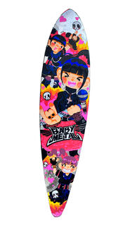 Babymetal Summer Sonic 2012 skateboard surface design, done with traditional materials
